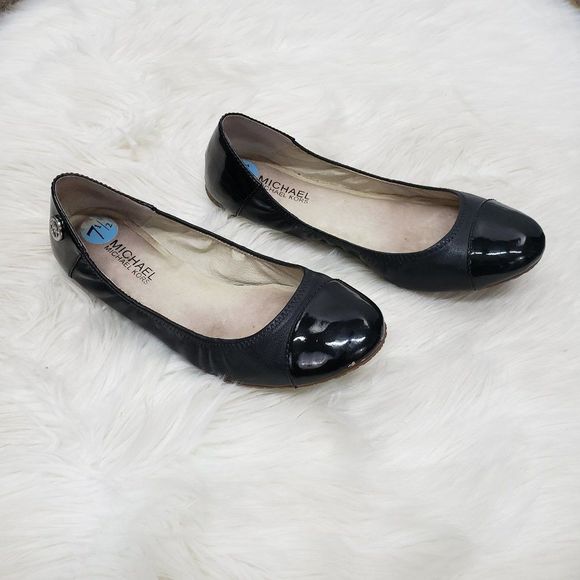 Michael Kors Shoes - Michael Kors Erin Ballet Flats Shoes Black Patent Leather Cap toe MK logo 7.5